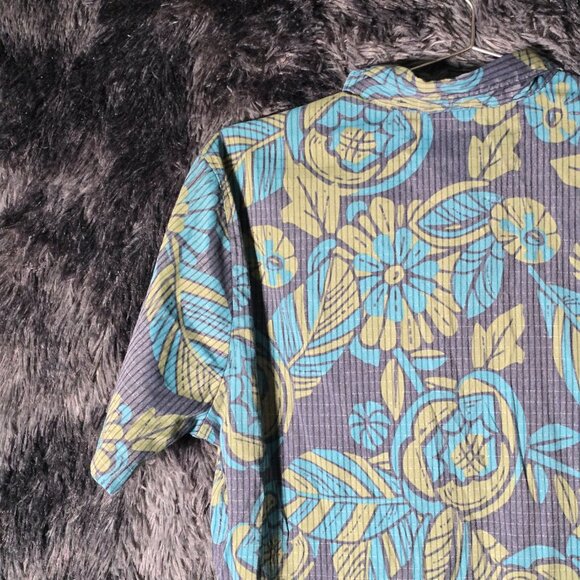 Roark Bless Up Shirt Mens Small Gray Blue Green Floral Button Up - Picture 5 of 7